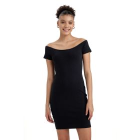 DeFacto Kadın Bodycon Kayık Yaka Fitilli Kaşkorse Mini Kısa Kollu Elbise