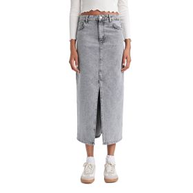 DeFacto Kadın Long Fit Jean Uzun Etek, Gri, 34 Etek