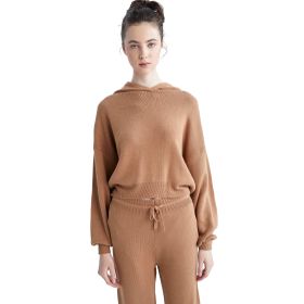 DeFacto Kadın Oversize Fit Kapüşonlu Kazak, Taba , L-XL Kazak
