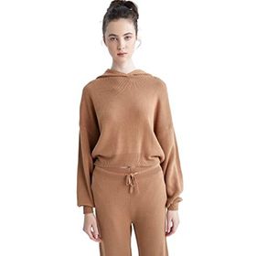 DeFacto Kadın Oversize Fit Kapüşonlu Kazak, Taba , L-XL Kazak