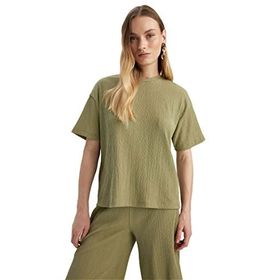 DeFacto Kadın Regular Fit Bisiklet Yaka Kısa Kollu Tişört, Yeşil, M T-shirt