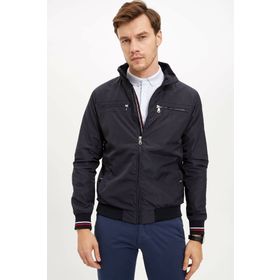 DeFacto L0155AZ19AUNV64 Siyah Slim Fit Fermuarlı Erkek Mont