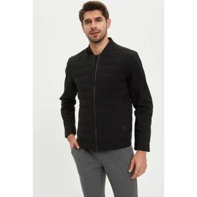 DeFacto L0155AZ19AUNV64 Siyah Slim Fit Fermuarlı Erkek Mont