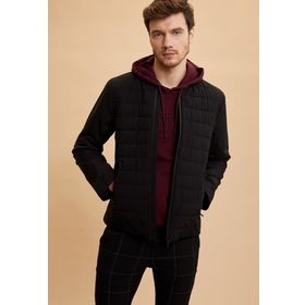 DeFacto L0155AZ19AUNV64 Siyah Slim Fit Fermuarlı Erkek Mont
