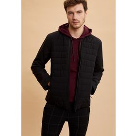 DeFacto L0155AZ19AUNV64 Siyah Slim Fit Fermuarlı Erkek Mont