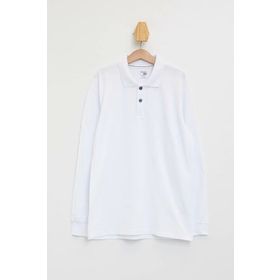 DeFacto L0288A619AUWT34 Beyaz Uzun Kollu Polo Erkek Çocuk T-shirt