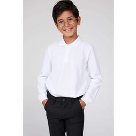 DeFacto L0288A619AUWT34 Beyaz Uzun Kollu Polo Erkek Çocuk T-shirt