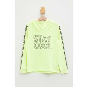 DeFacto L1770A619AUYL377 Relax Fit Kapüşonlu Yazı Baskılı Kız Çocuk Sweatshirt