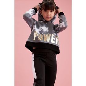 DeFacto L1770A619AUYL377 Relax Fit Kapüşonlu Yazı Baskılı Kız Çocuk Sweatshirt