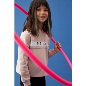 DeFacto L1770A619AUYL377 Relax Fit Kapüşonlu Yazı Baskılı Kız Çocuk Sweatshirt