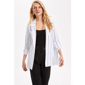 DeFacto L1970AZ19SMWT52 Çizgili Blazer Kadın Ceket