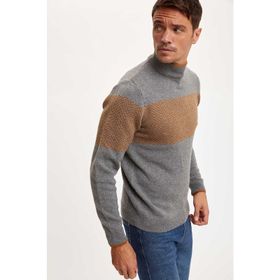 DeFacto L2813AZ19WNGN915 Haki Balıkçı Yaka Slim Fit Triko Erkek Kazak