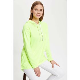 Defacto L3347AZ.19SM.YL84 Sarı Kapüşonlu Sırtı Baskılı Uzun Kollu Kadın Sweatshirt