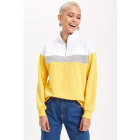 DeFacto L3355AZ19SPYL276 Fermuarlı Dik Yaka Kadın Sweatshirt