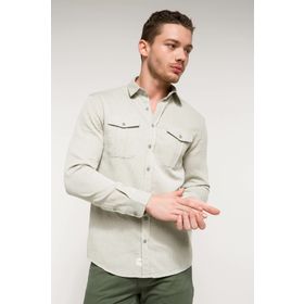 Defacto L8485AZ.19AU.GR91 Gri Uzun Kollu Slim Fit Erkek Gömlek
