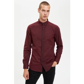 Defacto L8485AZ.19AU.GR91 Gri Uzun Kollu Slim Fit Erkek Gömlek