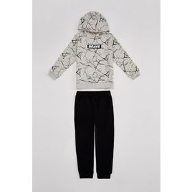 DeFacto M0320A619WNGR362 Gri Şardonlu Baskılı Kapüşonlu Erkek Çocuk Sweatshirt