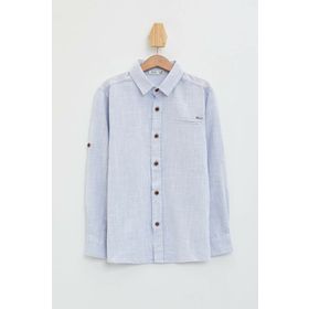 DeFacto M4544A6.20SP.GN386 Açık Mavi Regular Fit Polo Yaka Uzun Kollu Erkek Gömlek