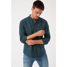 DeFacto M4544A6.20SP.GN386 Açık Mavi Regular Fit Polo Yaka Uzun Kollu Erkek Gömlek