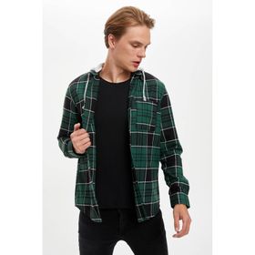 DeFacto M4544A6.20SP.GN386 Açık Mavi Regular Fit Polo Yaka Uzun Kollu Erkek Gömlek