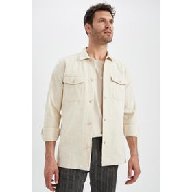 DeFacto M4544A6.20SP.GN386 Açık Mavi Regular Fit Polo Yaka Uzun Kollu Erkek Gömlek
