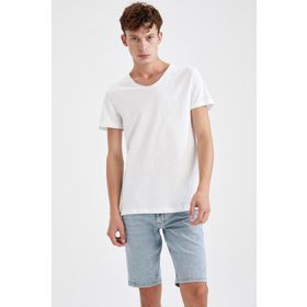 DeFacto M4791AZ Slim Fit V Yaka Kısa Kollu Siyah Erkek T-shirt