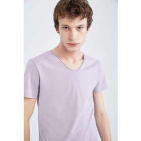 DeFacto M4791AZ22SP Slim Fit V Yaka Siyah Erkek Tişört