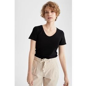 DeFacto M4991AZ.19SM.GD2 Altın V Yaka Regular Fit Kısa Kollu Kadın T-shirt