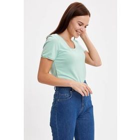 DeFacto M4991AZ.19SM.GD2 Altın V Yaka Regular Fit Kısa Kollu Kadın T-shirt