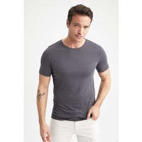 DeFacto M6606AZ23SP Beyaz-WT34 Slim Fit Bisiklet Yaka Premium Kalite Basic Pamuklu Erkek T-shirt