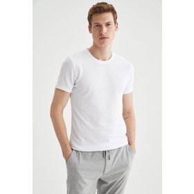 DeFacto M6608AZ21SP Siyah Slim Fit Bisiklet Yaka Kısa Kollu Basic Erkek T-shirt