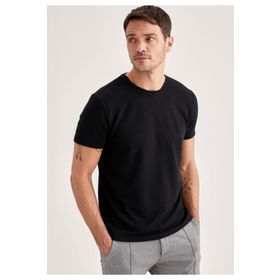 DeFacto M6608AZ21SP Siyah Slim Fit Bisiklet Yaka Kısa Kollu Basic Erkek T-shirt