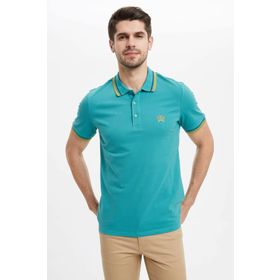 DeFacto M6609AZ.20SP.GN460 Yeşil Slim Fit Basic Polo Erkek T-Shirt