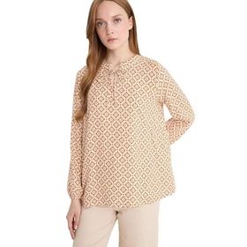 DeFacto N1809AZ25SP BR189 Bordo Regular Fit Bağcıklı Yaka Desenli Uzun Kollu Bluz