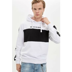 DeFacto N2572AZ20SPWT34 Renk Bloklu Kapüşonlu Erkek Sweatshirt