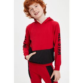 DeFacto N2572AZ20SPWT34 Renk Bloklu Kapüşonlu Erkek Sweatshirt