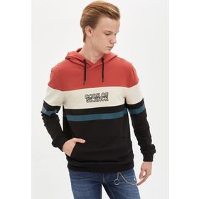 DeFacto N2572AZ20SPWT34 Renk Bloklu Kapüşonlu Erkek Sweatshirt
