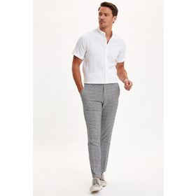 DeFacto N6640AZ.20SM.GR253 Gri Tailored Fit Dokuma Erkek Pantolon