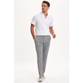 DeFacto N6640AZ.20SM.GR253 Gri Tailored Fit Dokuma Erkek Pantolon