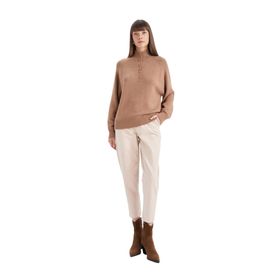 DeFacto Paperbag Bej Cepli Bel Standart Paça Gabardin Kadın Pantolon