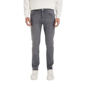 DeFacto Pedro Gri Slim Fit Dar Kalıp Normal Bel Dar Paça Erkek Jean Pantolon