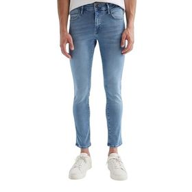 DeFacto Pedro Mavi Slim Fit Dar Kalıp Normal Bel Dar Paça Erkek Jean Pantolon