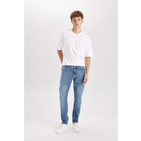 DeFacto Pedro Yeşil Slim Fit Dar Kalıp Normal Bel Dar Paça Erkek Jean Pantolon