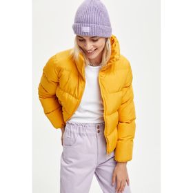 DeFacto R0950AZ.19WN.BK22 Siyah Regular Fit Dik Yaka Fermuarlı Kadın Mont
