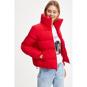 DeFacto R0950AZ.19WN.BK22 Siyah Regular Fit Dik Yaka Fermuarlı Kadın Mont