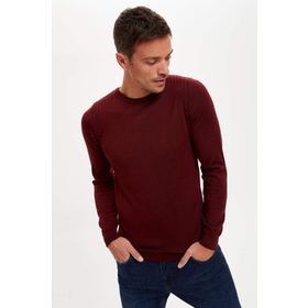 DeFacto R1054AZ20WN Bordo Bisiklet Yaka Slim Fit Triko Erkek Kazak