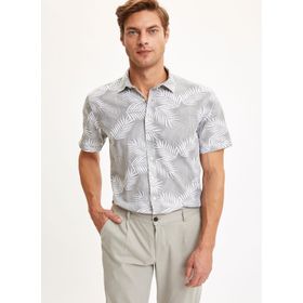 DeFacto R1488AZ20SM Erkek Yaprak Desenli Regular Fit Kısa Kollu Gömlek