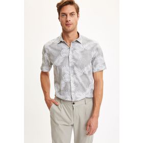 DeFacto R1488AZ20SM Erkek Yaprak Desenli Regular Fit Kısa Kollu Gömlek