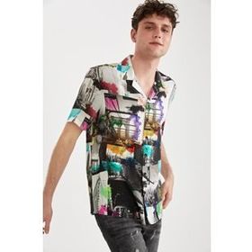 DeFacto R1488AZ20SM Erkek Yaprak Desenli Regular Fit Kısa Kollu Gömlek