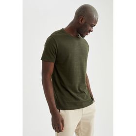 DeFacto R3441AZ.20SM.BG448 Bej Bisiklet Yaka Regular Fit Kısa Kollu Erkek T-Shirt